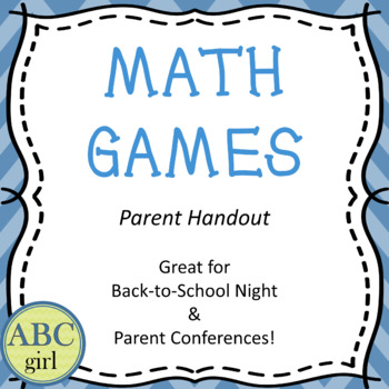 Preview of Math Games Parent Handout Great Resource for Parent Conferences