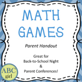 Math Games Parent Handout Great Resource for Parent Conferences