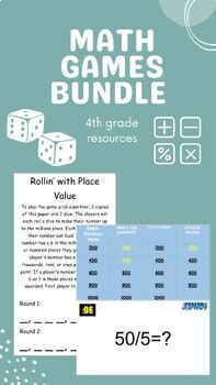 Preview of Math Games Review Bundle: Division, Fractions and Place Value