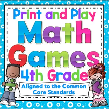 Preview of 4th Grade Math Games: 4th Grade No Prep Math Centers Bundle