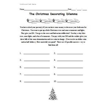 Preview of Math Games for Middle School - The Christmas Decorating Dilemma