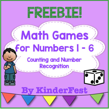 Preview of Math Games for Numbers 1 - 6 Counting and Number Recognition - FREEBIE!