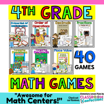 Preview of 4th Grade Math Games Review : Rotation Stations Center Activities