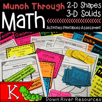 Preview of Math Geometry Bundle (2-D Shapes/3-D Solids) Munch Through Math Series