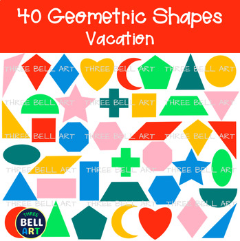 Preview of Math Geometry Shapes Geometric Clipart {Three Bell Art Clipart} Vacation Colors