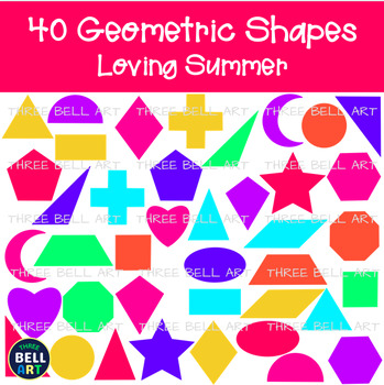 Preview of Math Geometry Shapes Geometric Clipart {Three Bell Art} Loving Summer Colors