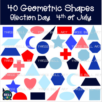 Preview of Math Geometry Shapes Geometric Clipart {Three Bell Art} Patriotic 4th of July