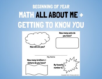 Preview of Math Getting to Know You / All About Me - Back to School / Beginning of Year