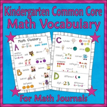 Preview of Math Glossary for Students (Kindergarten Common Core)