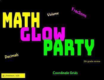 Preview of Math Glow Party 5th/6th grade Review