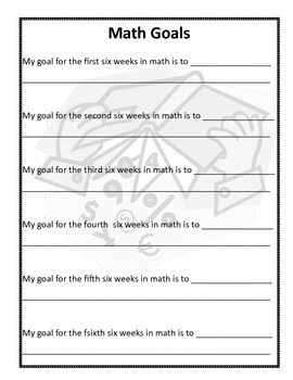 Math Goal Chart by Read Write and Blue | TPT