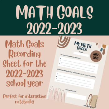Preview of Math Goals Sheet 2022-2023