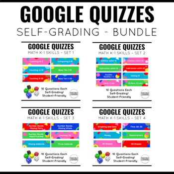 Preview of Math Google Quizzes for K-1 | Progress Monitoring Assessments
