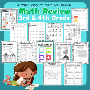 Preview of Math Grade 3 End of Year Review Summer Bridge Fun Math Activities