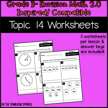 Preview of Math Grade 3 Topic 14 Worksheets (Envision Inspired/Compatible)