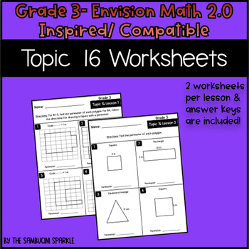 Preview of Math Grade 3 Topic 16 Worksheets (Envision Inspired/Compatible)