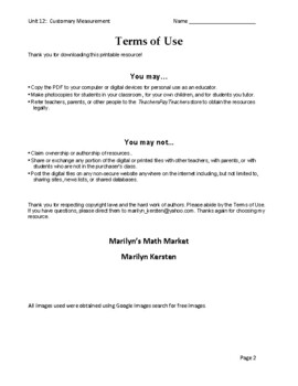 Math, Grade 4, Unit 12: Customary Measurement by Marilyn's Math Market