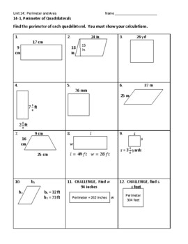 measuring perimeter worksheets grade 4