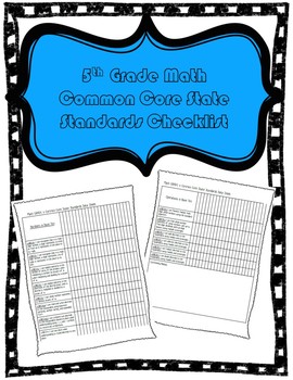 Preview of Math Grade 5 Common Core State Standards Data Sheet