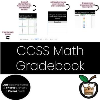Preview of Math Gradebook- CCSS- Common Core State Standards- K-5