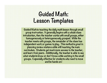 Preview of Math: Guided Math Blank Templates & Lesson Plan Examples