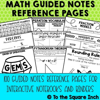 Preview of Guided Notes Reference Pages | Interactive Math Notebook | IEP Accommodations