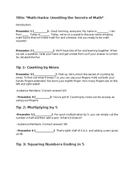 Preview of Math Hacks: Unveiling the Secrets of Math (Script for Assembly Presentation)