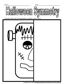 Preview of Math - Halloween and Fall Symmetry Printable Worksheets