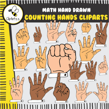 Preview of Math Hand Drawn Counting Hands ClipArts