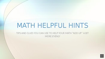 Preview of Math Helpful Hints