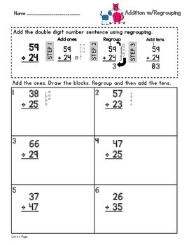 2 Digit Addition w/ Regrouping 2.NBT.B.5 2nd Grade Math Helps by Lory Evans