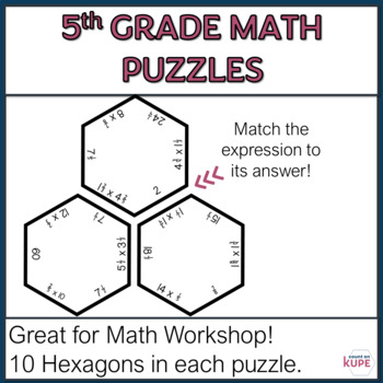 Math Hexagon Puzzles 5th Grade Math Station by Let's be Franco | TpT