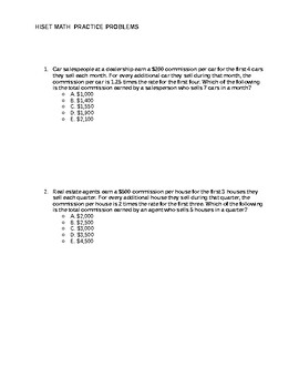 Preview of Math HiSet Prep Questions 1