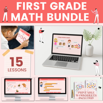 Preview of First Grade Math Bundle Interactive Lessons, Activities and Worksheets