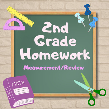 Preview of Math Homework 2nd Grade: Measurement with Review Questions