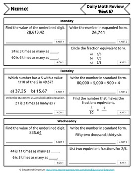 10.6 math homework 5th grade