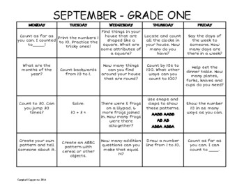 Math Homework Calendar - Grade 1 by Mandy Campbell | TPT