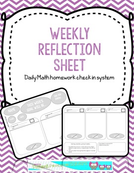 Preview of Math Homework Check in System: Weekly Reflection Sheet