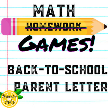 Preview of Math Homework Games Parent Letter - EDITABLE