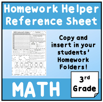 Preview of Homework Helper: Math Reference Sheet for 3rd grade