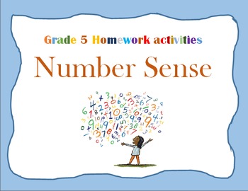 Preview of Number Sense Grade 5 full homework/worksheet pack