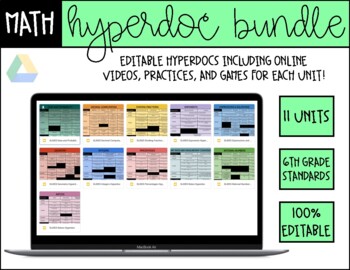Preview of Math Hyperdocs *FULL YEAR* Bundle | 6th Grade - Distance Learning