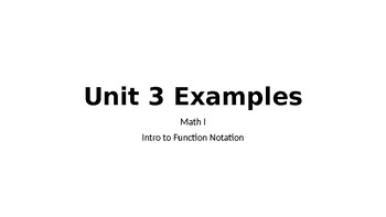 Preview of Math I Unit 3 Examples
