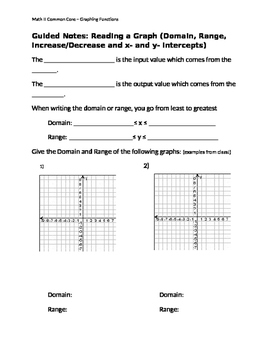 Preview of Math II Graphing Functions and Reading Graphs Guided Notes