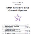 Math II - Other Methods to Solve Quadratic Equations Unit 