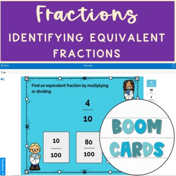 Preview of Math Identifying Equivalent Fractions Boom Cards