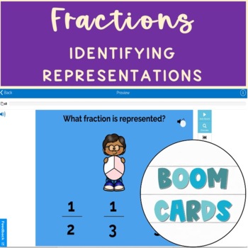 Preview of Math Identifying Representations of Fractions Boom Cards