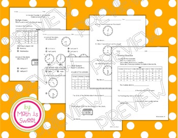 Preview of Math In Focus -Grade 1- Chapter 15 (Calendar & Time) Review/Study Guide/Test