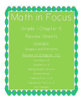 Preview of Math In Focus Grade 1 Chapter 5 Review Sheets