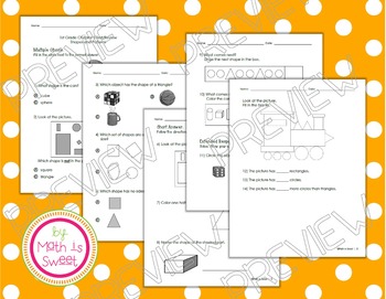 Preview of Math In Focus - Grade 1 - Chapter 5 (Shapes/Patterns) Review/Study Guide/Test